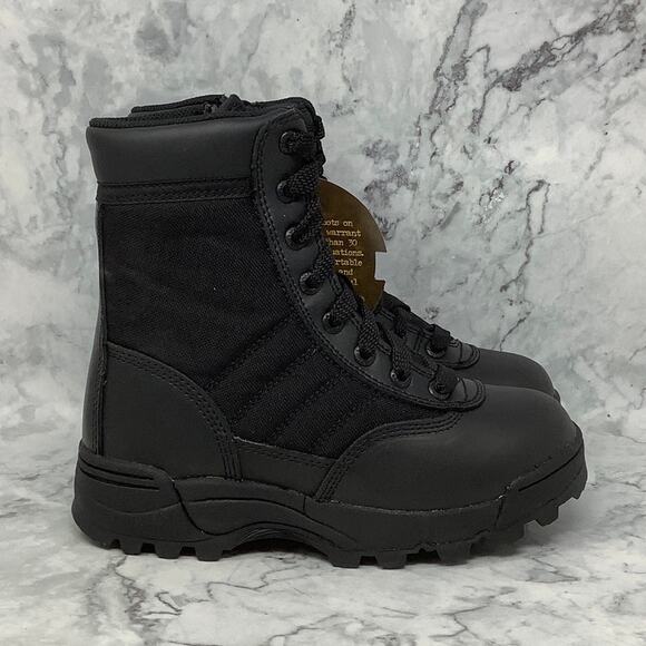 Original S.W.A.T Men 4 Black Leather Classic 9" Safety Work Boot Side Zip P23-31 - Picture 3 of 9